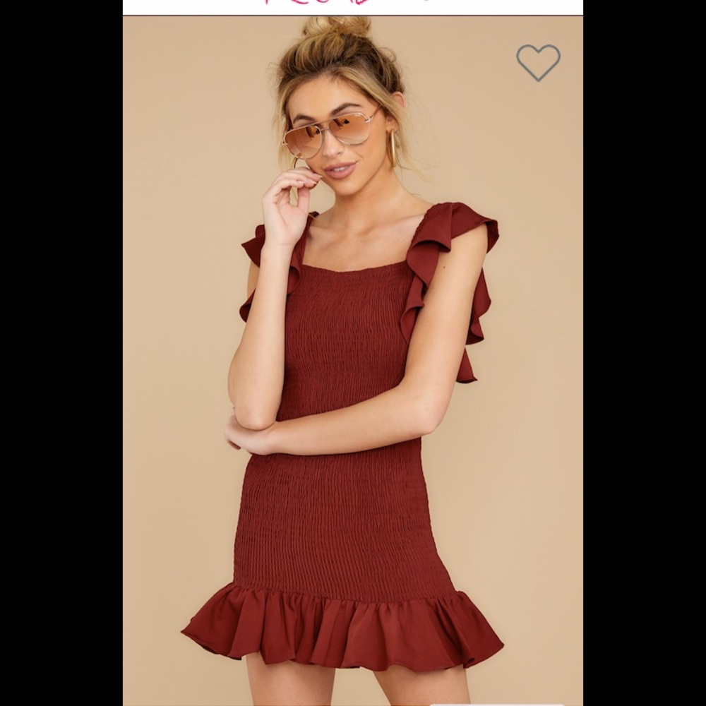 Brand New* Maroon smocked flutter  dress